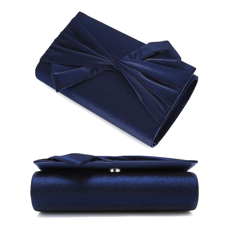 IXEBELLA Satin Evening Bag Bow Flap Clutch Purse for Women Formal Party/Prom/Wedding (Midnight Blue) - Image 5